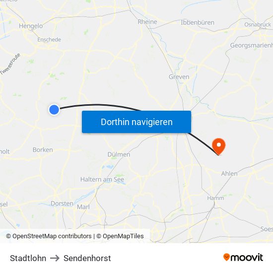 Stadtlohn to Sendenhorst map