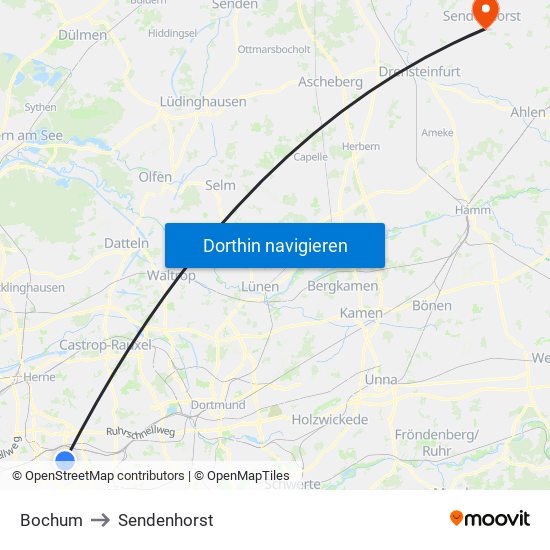 Bochum to Sendenhorst map
