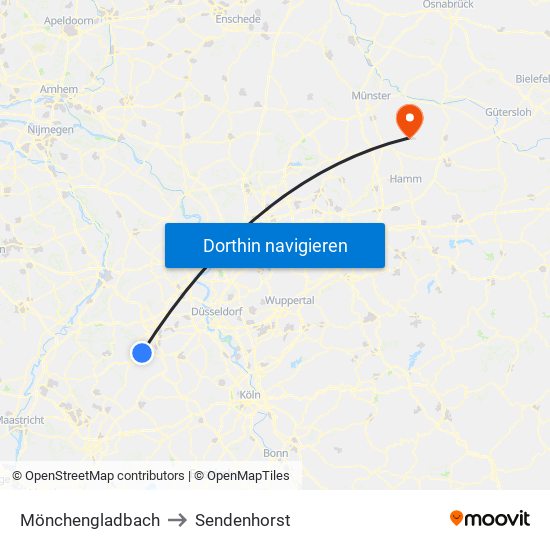 Mönchengladbach to Sendenhorst map