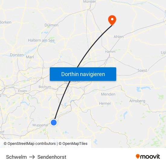 Schwelm to Sendenhorst map