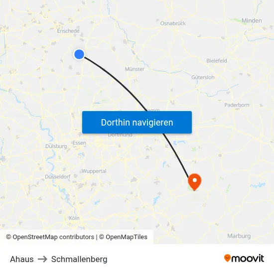 Ahaus to Schmallenberg map