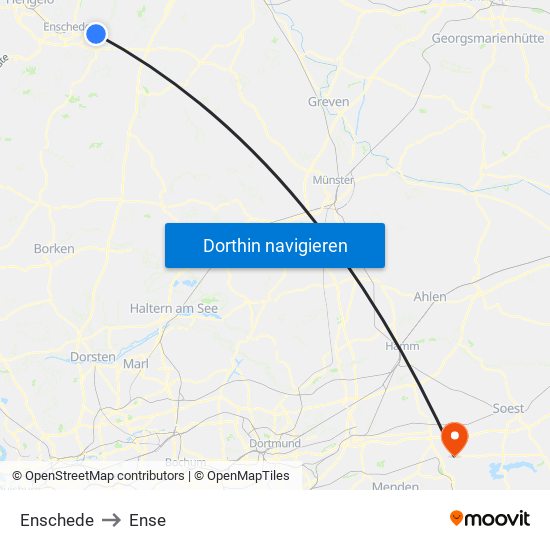 Enschede to Ense map