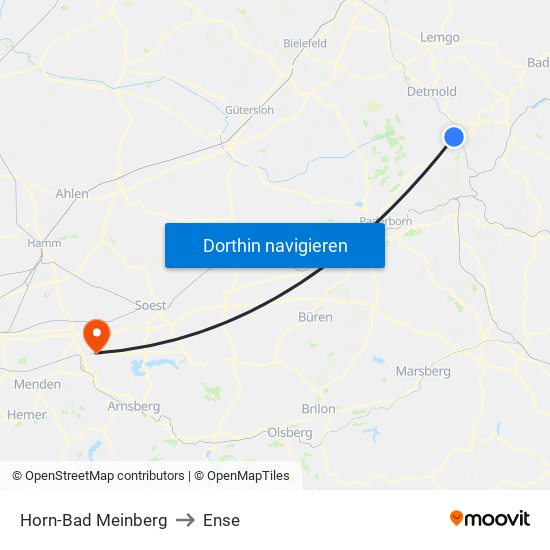 Horn-Bad Meinberg to Ense map