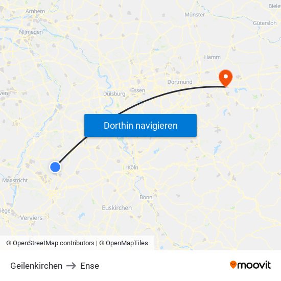 Geilenkirchen to Ense map