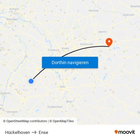 Hückelhoven to Ense map