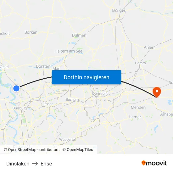 Dinslaken to Ense map