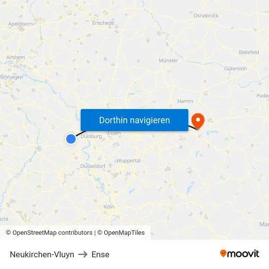 Neukirchen-Vluyn to Ense map