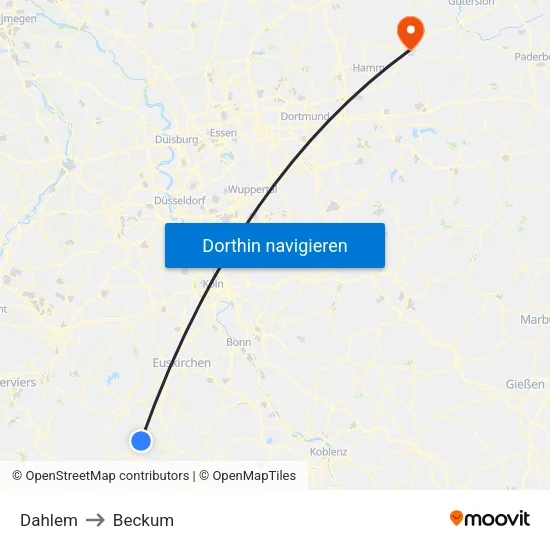 Dahlem to Beckum map