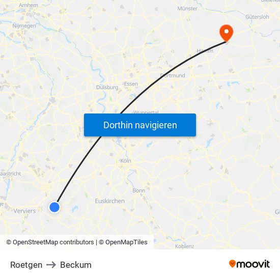 Roetgen to Beckum map