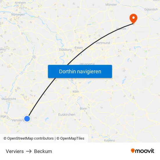 Verviers to Beckum map
