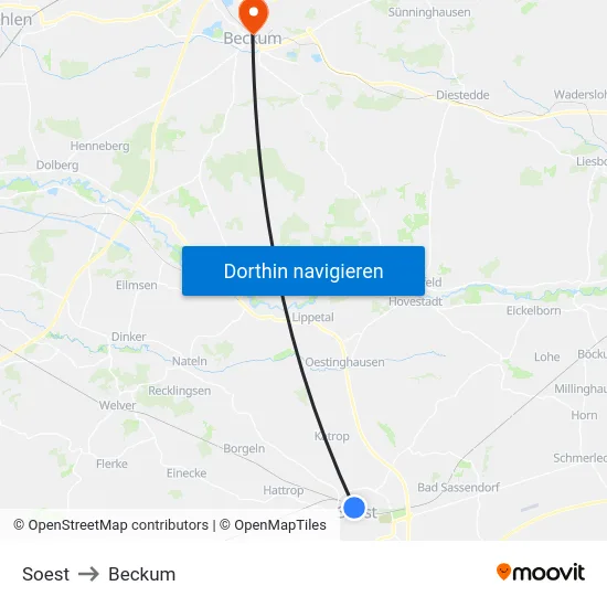 Soest to Beckum map