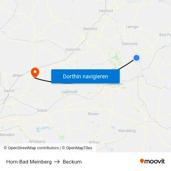 Horn-Bad Meinberg to Beckum map