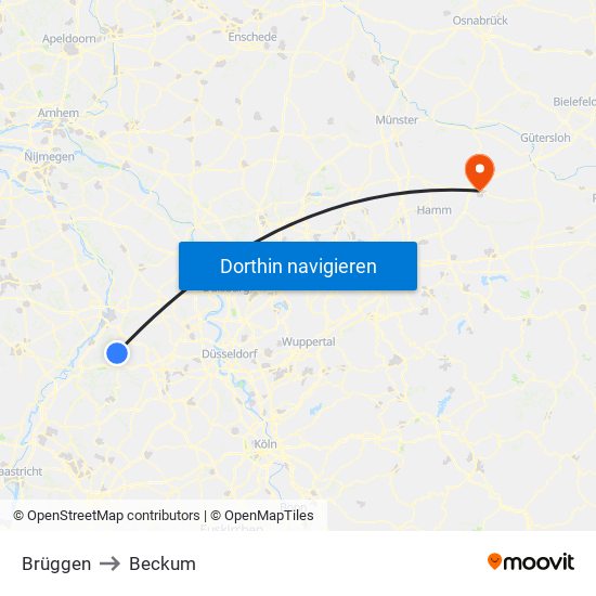 Brüggen to Beckum map
