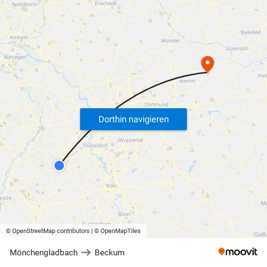 Mönchengladbach to Beckum map