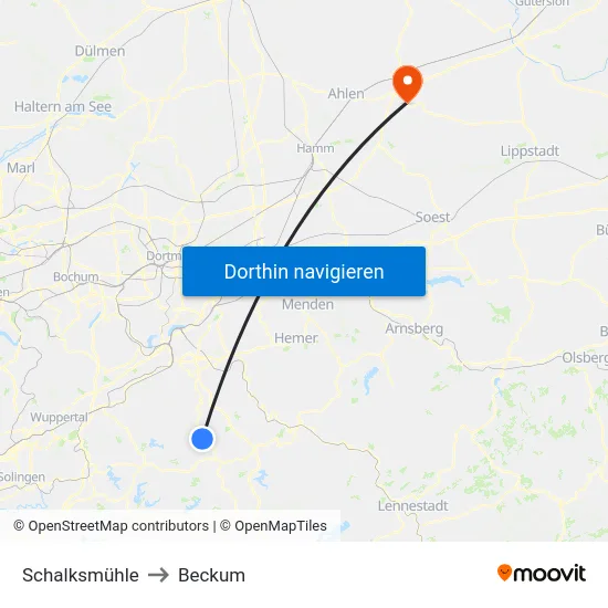 Schalksmühle to Beckum map