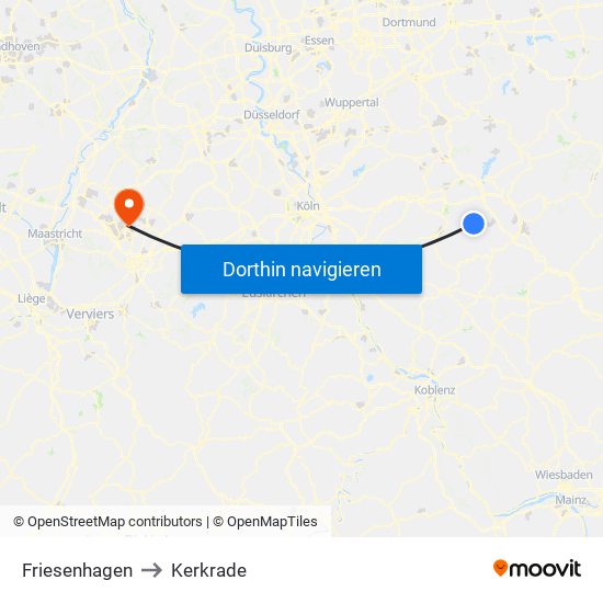 Friesenhagen to Kerkrade map