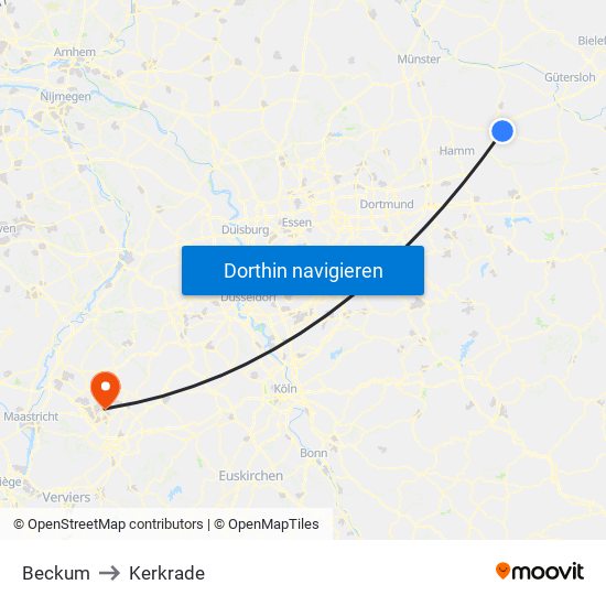 Beckum to Kerkrade map
