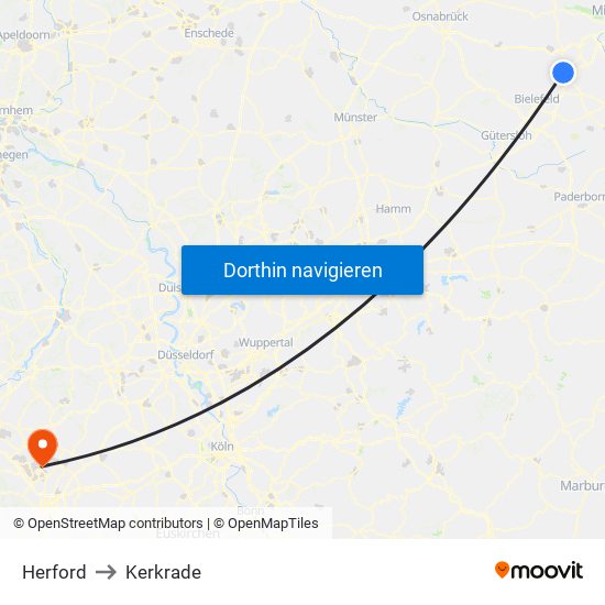 Herford to Kerkrade map