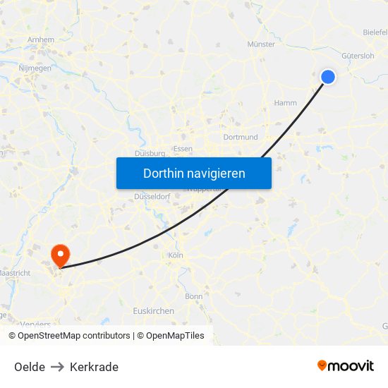 Oelde to Kerkrade map