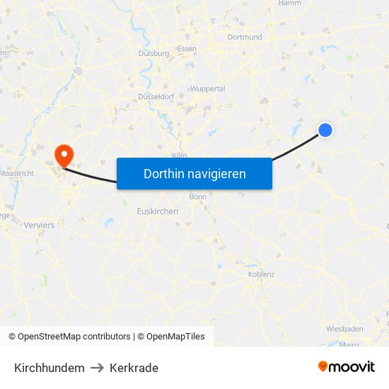 Kirchhundem to Kerkrade map