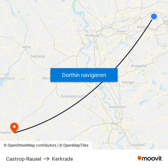 Castrop-Rauxel to Kerkrade map