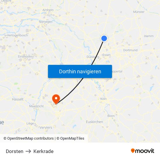 Dorsten to Kerkrade map