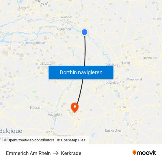Emmerich Am Rhein to Kerkrade map