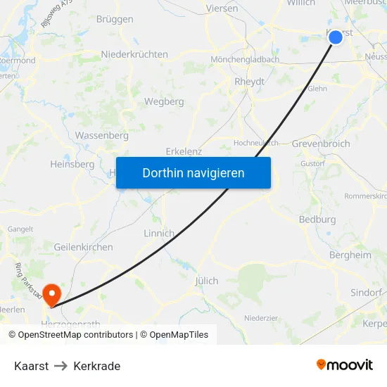 Kaarst to Kerkrade map