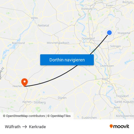 Wülfrath to Kerkrade map