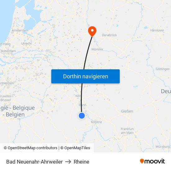 Bad Neuenahr-Ahrweiler to Rheine map