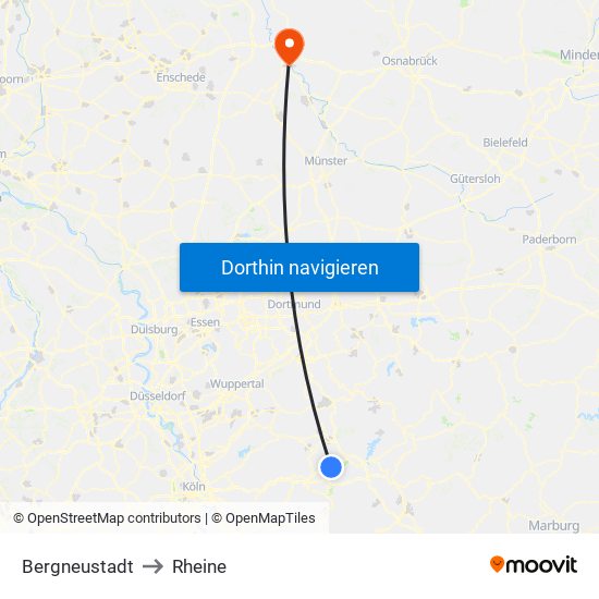 Bergneustadt to Rheine map