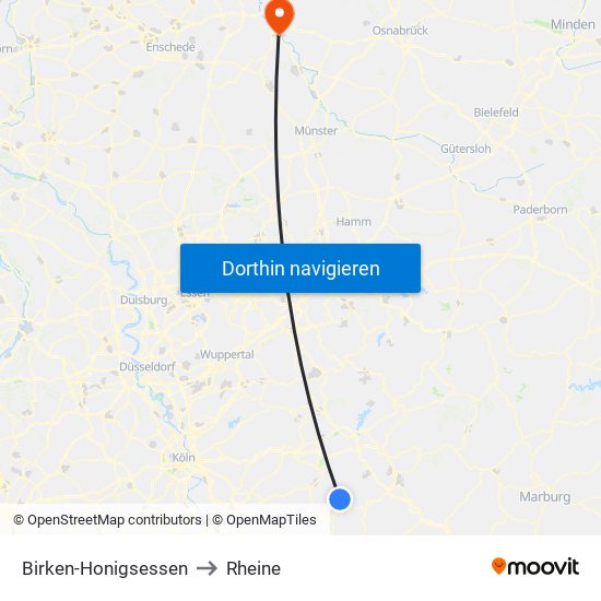 Birken-Honigsessen to Rheine map