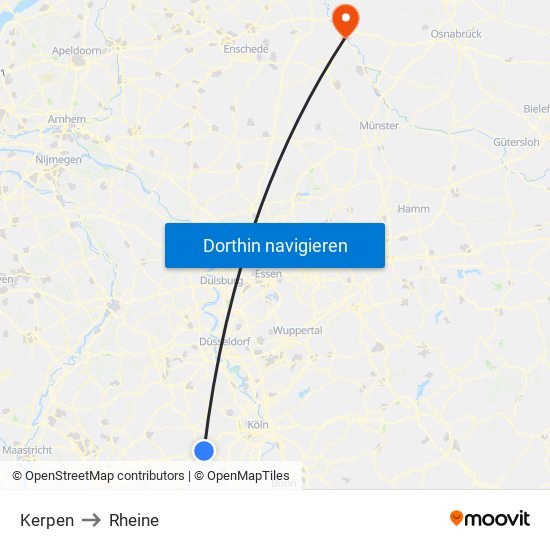 Kerpen to Rheine map