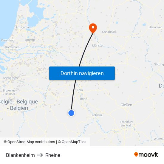 Blankenheim to Rheine map