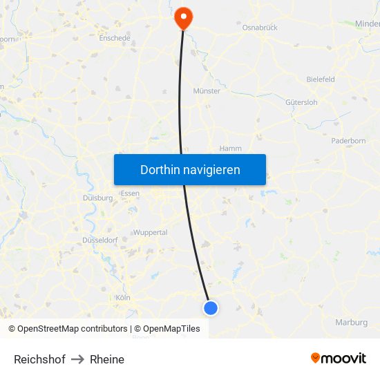 Reichshof to Rheine map