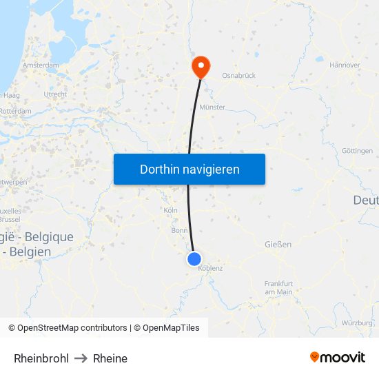 Rheinbrohl to Rheine map