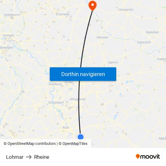 Lohmar to Rheine map