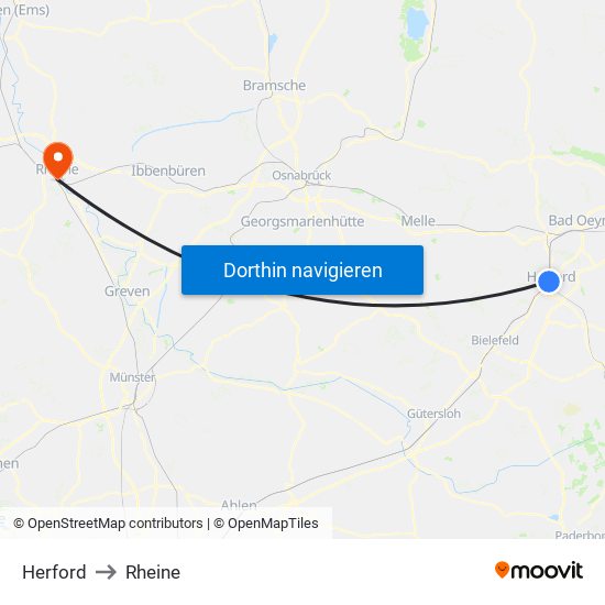 Herford to Rheine map