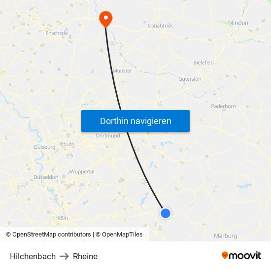 Hilchenbach to Rheine map
