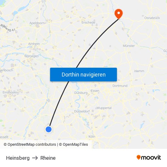 Heinsberg to Rheine map