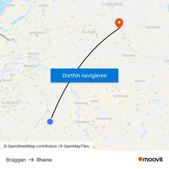 Brüggen to Rheine map