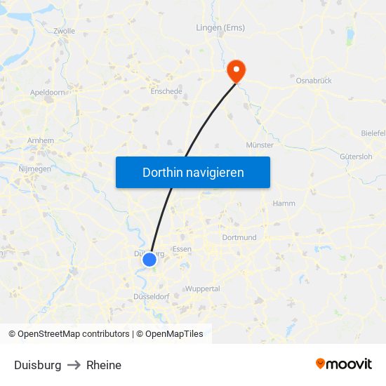 Duisburg to Rheine map