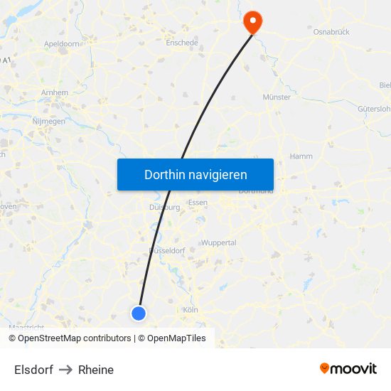 Elsdorf to Rheine map
