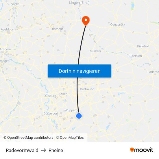 Radevormwald to Rheine map