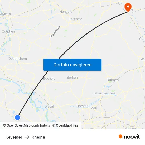 Kevelaer to Rheine map