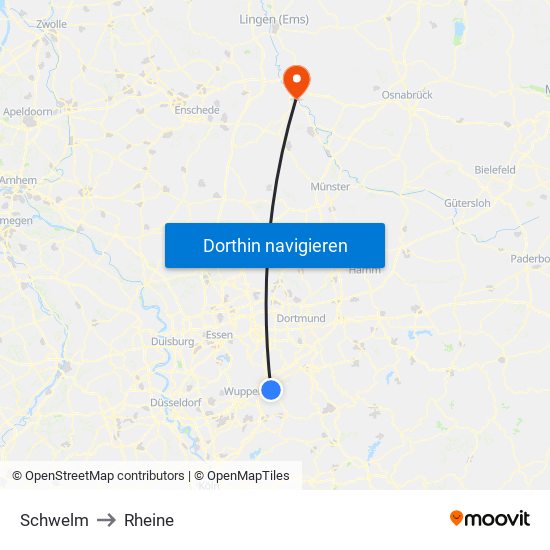 Schwelm to Rheine map
