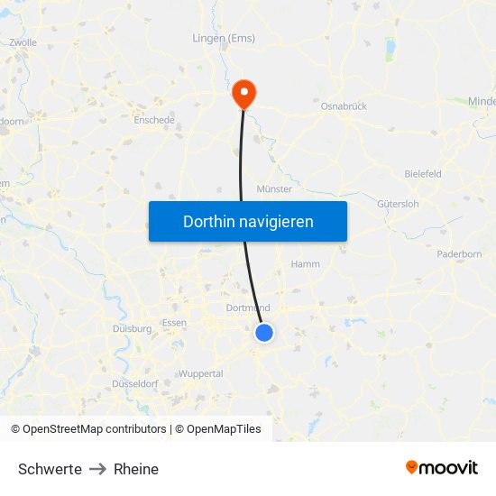 Schwerte to Rheine map