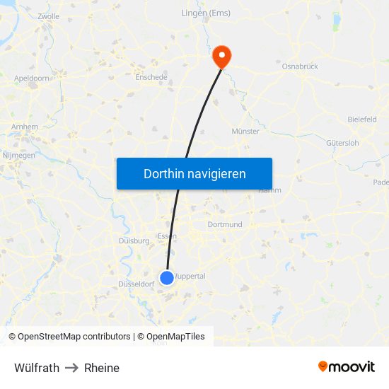 Wülfrath to Rheine map