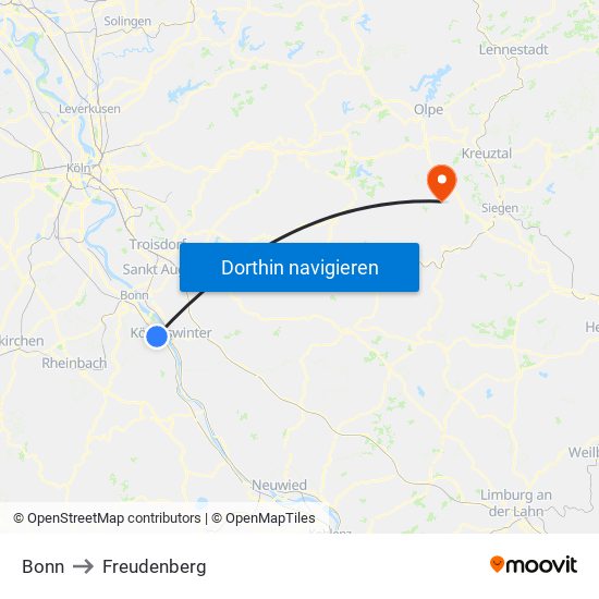 Bonn to Freudenberg map