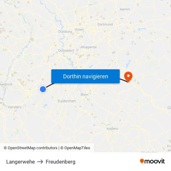 Langerwehe to Freudenberg map